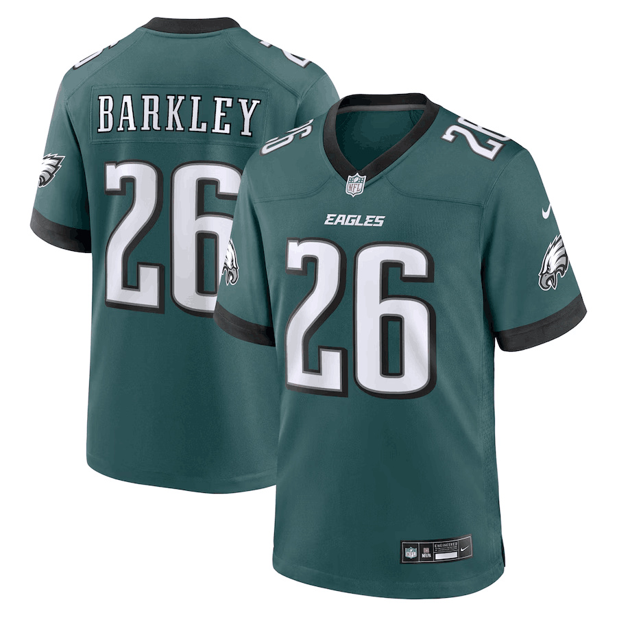 Men's Philadelphia Eagles #26 Saquon Barkley Green Stitched Game Jersey